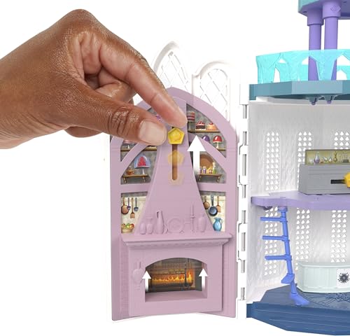 Mattel Disney Princess Toys, Belle Stackable Castle Doll House Playset with Small Doll and 8 Pieces, Inspired by The Disney Movie, Kids Travel Toys