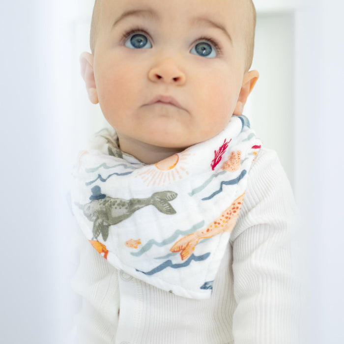 Bebe Au Lait® Narwhal + Hello Sunshine Classic Cotton Muslin Bandana Bib Set