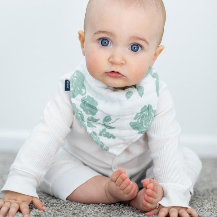 Bebe Au Lait® Vintage Floral + Modern Classic Cotton Muslin Bandana Bib Set