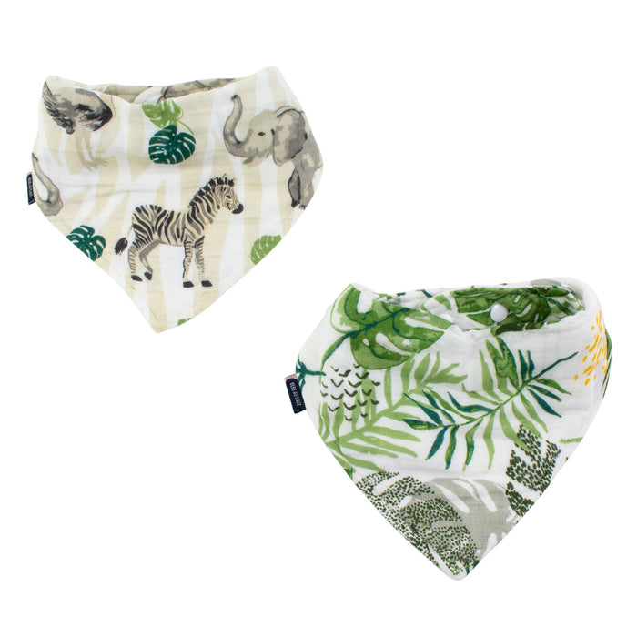 Bebe Au Lait® Jungle + Rainforest Classic Cotton Muslin Bandana Bib Set