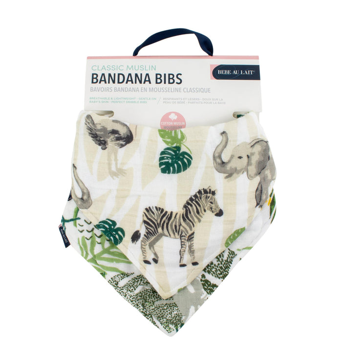 Bebe Au Lait® Jungle + Rainforest Classic Cotton Muslin Bandana Bib Set