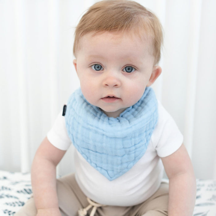 Bebe Au Lait® Blue Leaves + Cornflower Classic Cotton Muslin Bandana Bib Set