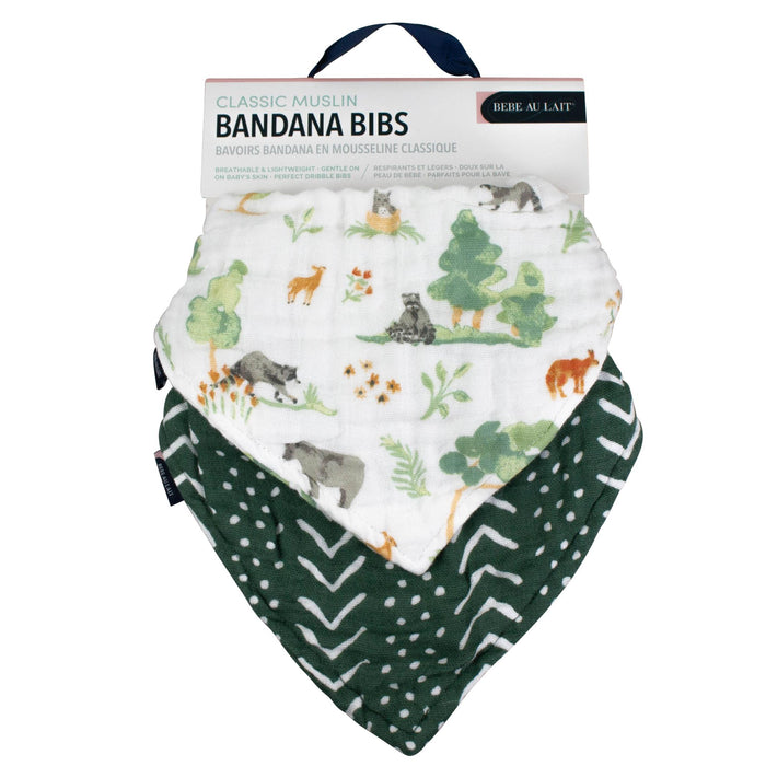 Bebe Au Lait® Forest Friends + Mudcloth Classic Cotton Muslin Bandana Bib Set