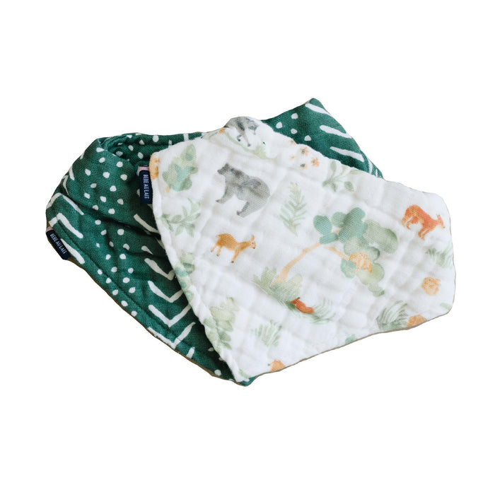 Bebe Au Lait® Forest Friends + Mudcloth Classic Cotton Muslin Bandana Bib Set