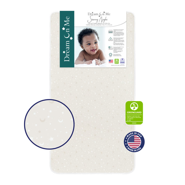 Dream On Me Starry Night Crib & Toddler Mattress, Grey