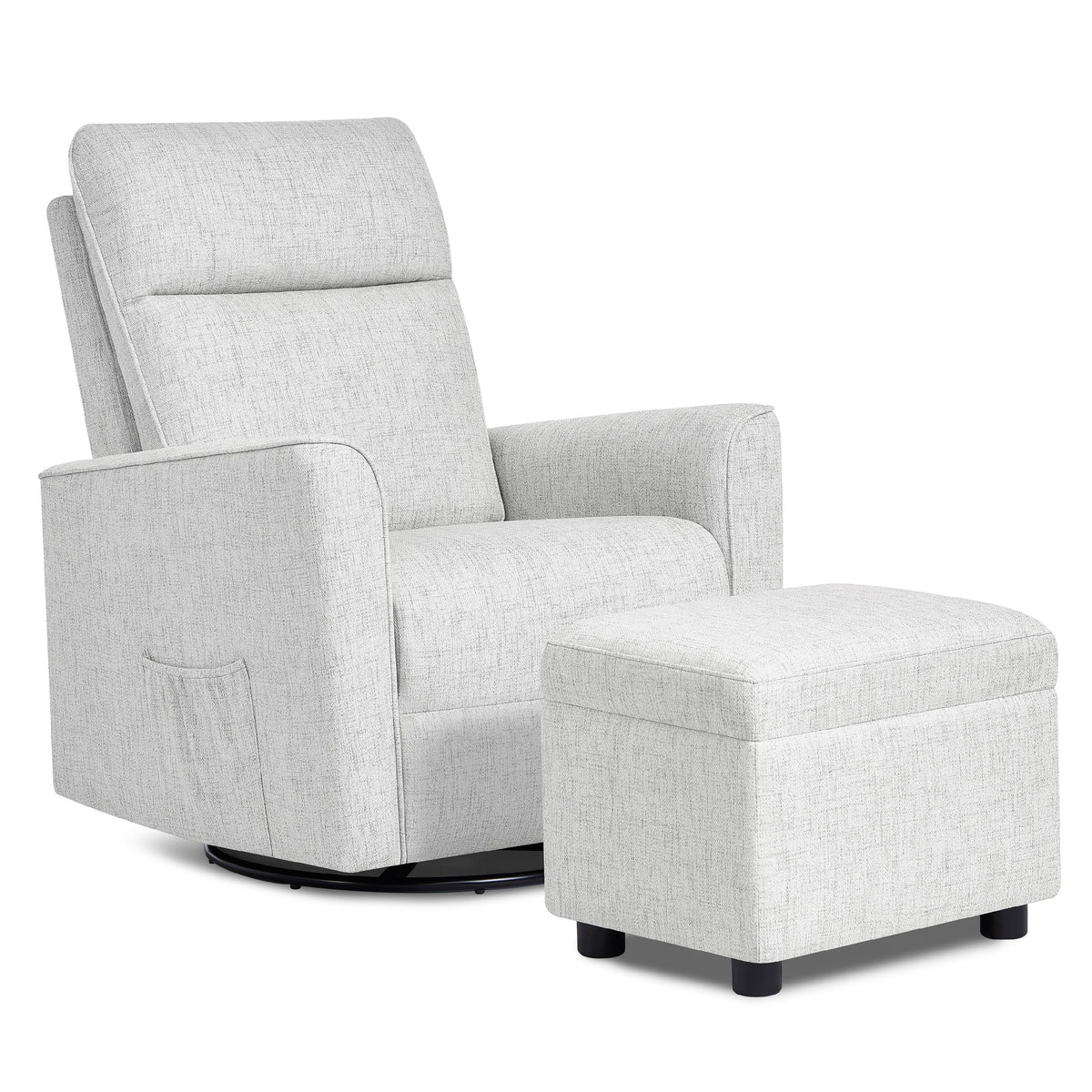 Evolur Aria Swivel Glider with Ottoman