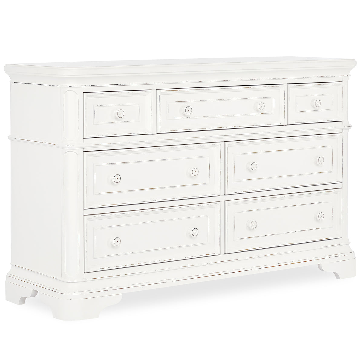 Evolur Signature Belle Double Dresser In Aged White — buybuy BABY