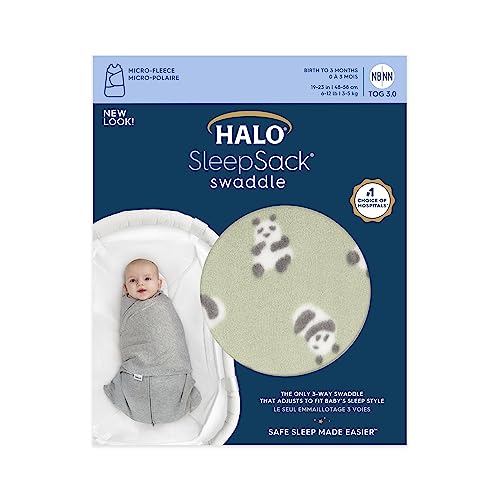 Halo Sleepsack Swaddle Fleece Cozy Pandas green