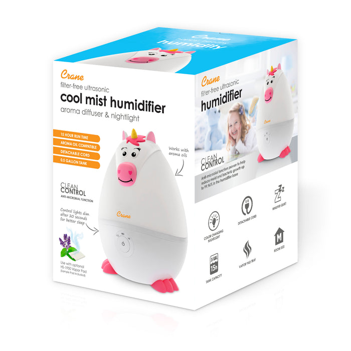 Crane Adorables Ultrasonic Mini Humidifiers for Bedroom and Baby Nursery, 0.5 G
