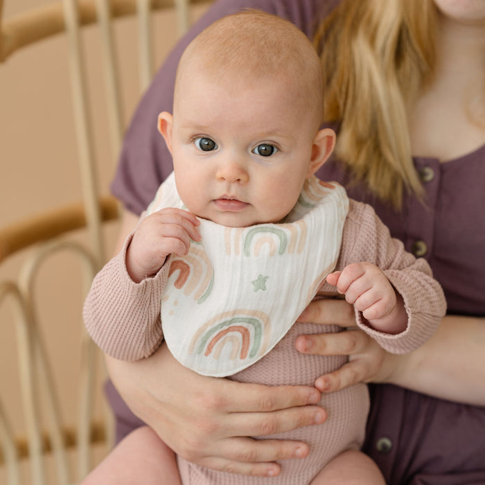 Crane Baby Parker 3-Piece Muslin Bib Set (Rainbow/Butterfly)