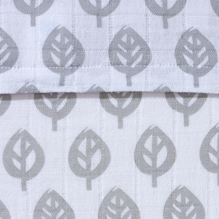 Halo Bassinest Cotton Muslin Fitted Sheet grey leaf