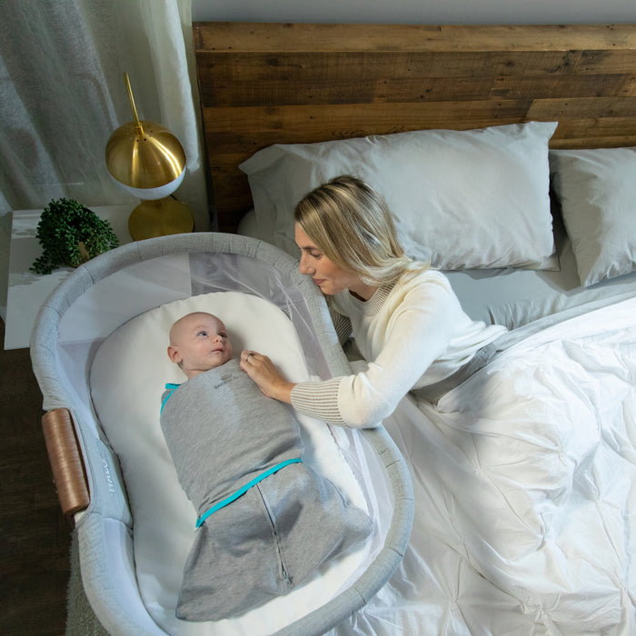 Halo Baby Sleepsack Swaddle Wearable Blanket, Heather Grey/Aqua