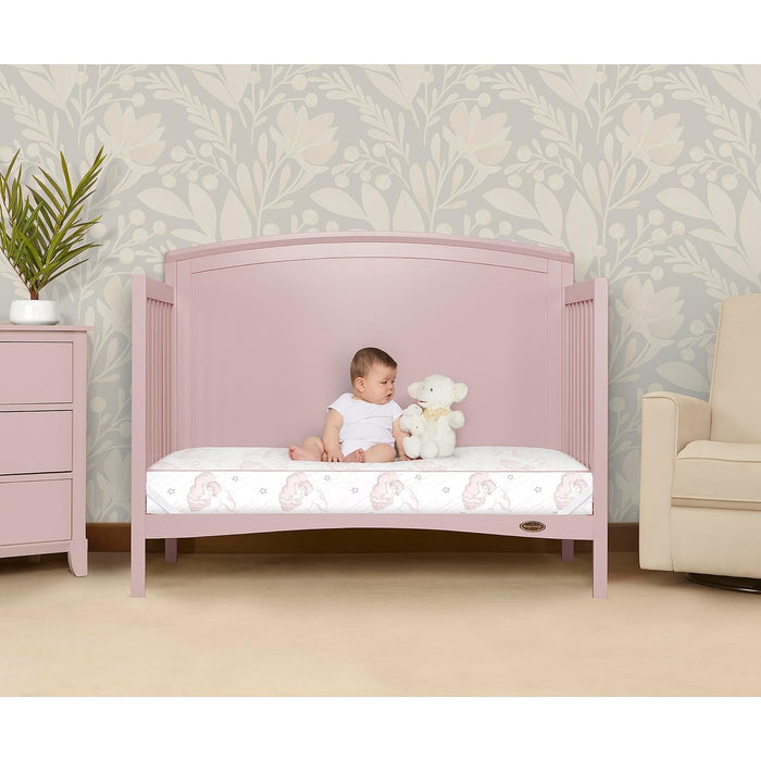 Dream On Me Twilight 5" 80 Coil Spring Crib and Toddler Bed Mattress, Wave Pink