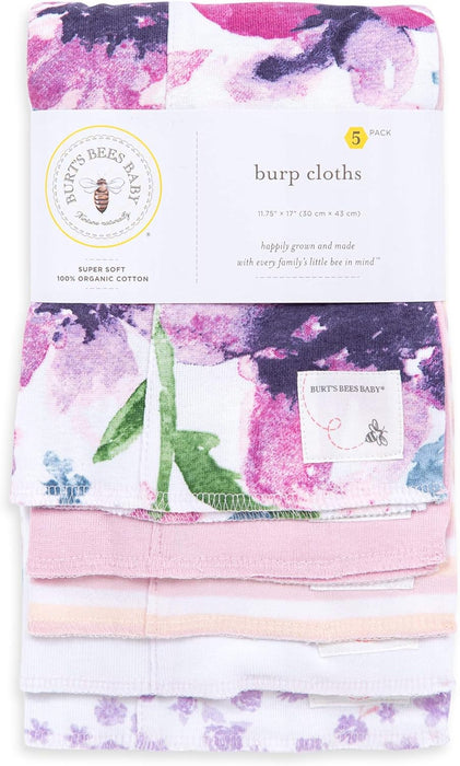 Burt's Bees Baby Set of 5 Watercolor Daylily Burp Cloths
