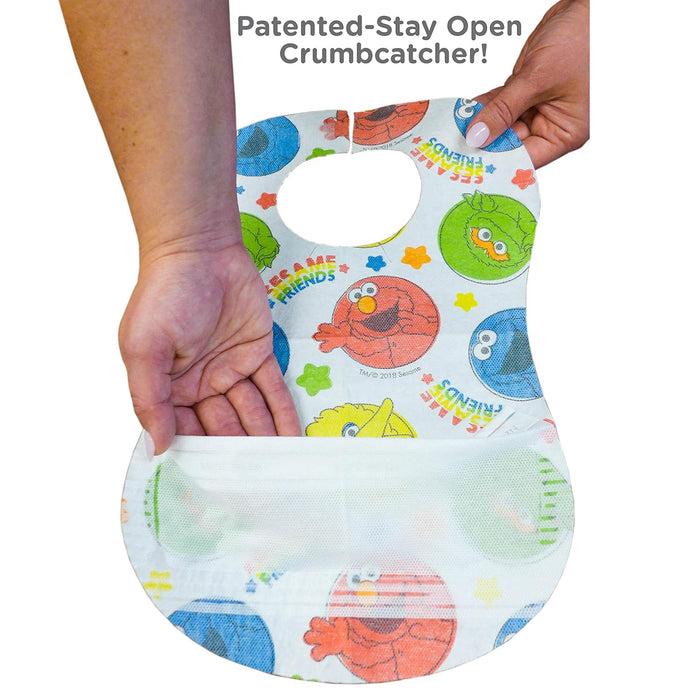 Bibsters Sesame Street Large Disposable Bibs with Patented Crumb-Catcher