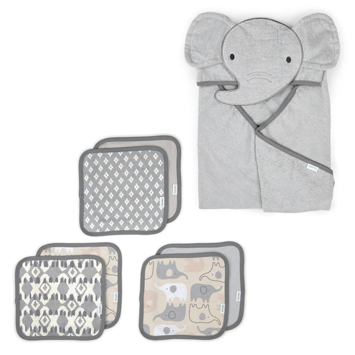 Ingenuity Clean & Cuddly™ Hooded Character Towel & 6-Pack Terry Washcloth Set - Grazer