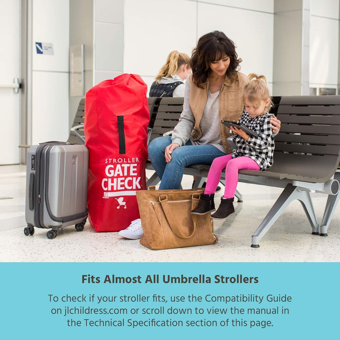 J.L. Childress Gate Check Travel Bag for Umbrella Strollers, Red