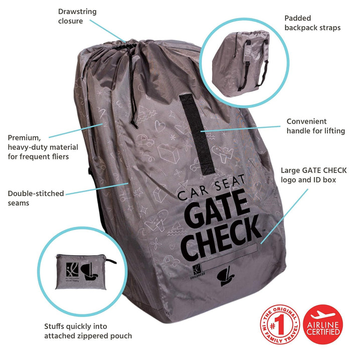 J.L. Childress Deluxe Gate Check Travel Bag for Car Seats, Grey