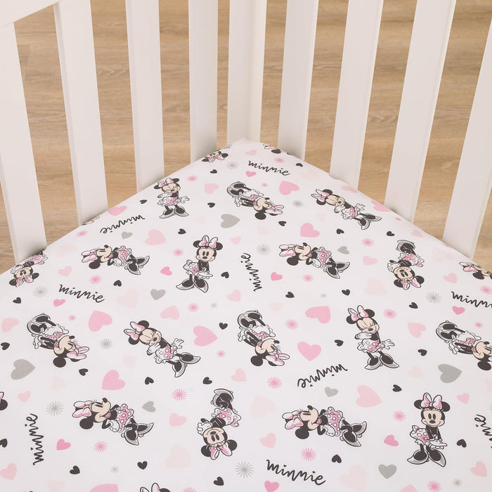 Disney Minnie Mouse My Happy Place Cotton Nursery Fitted Crib Sheet