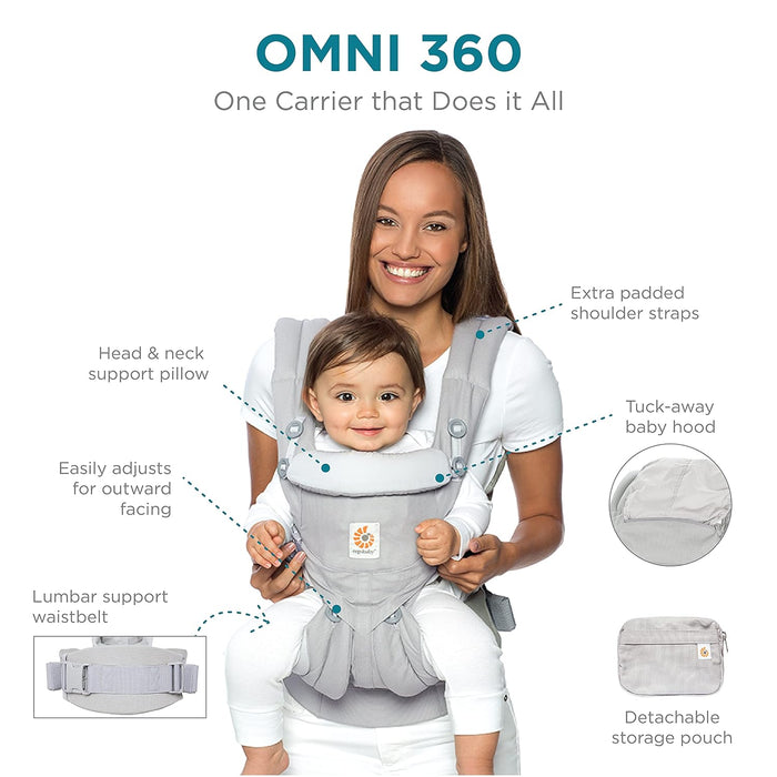  Ergobaby Omni 360 & Omni Breeze Baby Carriers Bundle (Pearl  Grey + Graphite Grey) : Baby