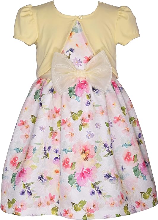 Bonnie Baby Yellow Floral Dress with Bow