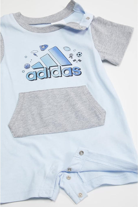 Adidas Baby Boy's Shortie Block Romper in Light Blue