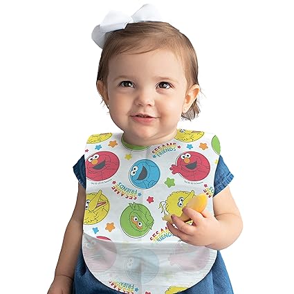 Bibsters Sesame Street Large Disposable Bibs with Patented Crumb-Catcher