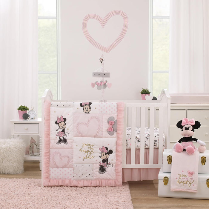 Disney Minnie Mouse My Happy Place Cotton Nursery Fitted Crib Sheet