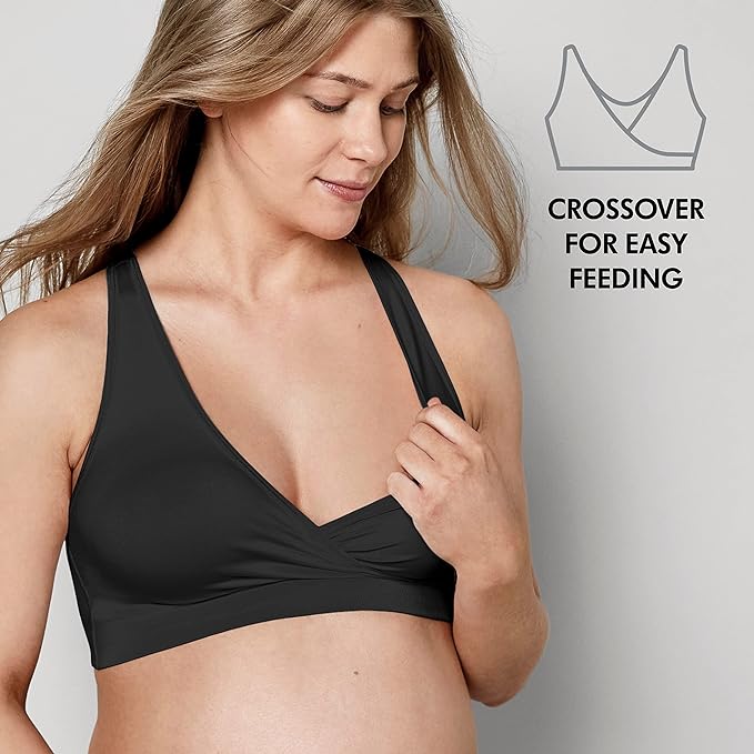 Buy Medela Maternity and Nursing Comfort Bra, Non Wire and Seamless Nursing  Bra for Breastfeeding Moms, Size XL Black at