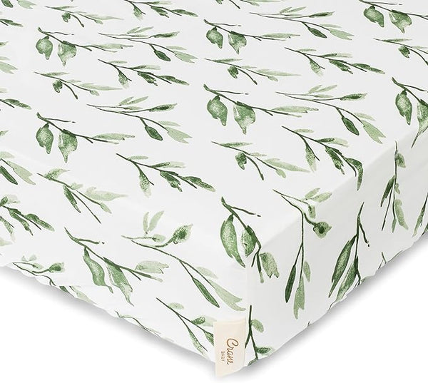 Crane Baby Parker Leaf Fitted Crib Fitted Sheet