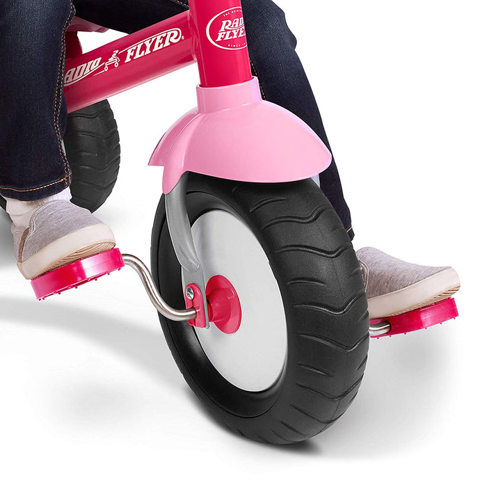 Radio Flyer Deluxe Steer and Stroll Kids Tricycle, Pink