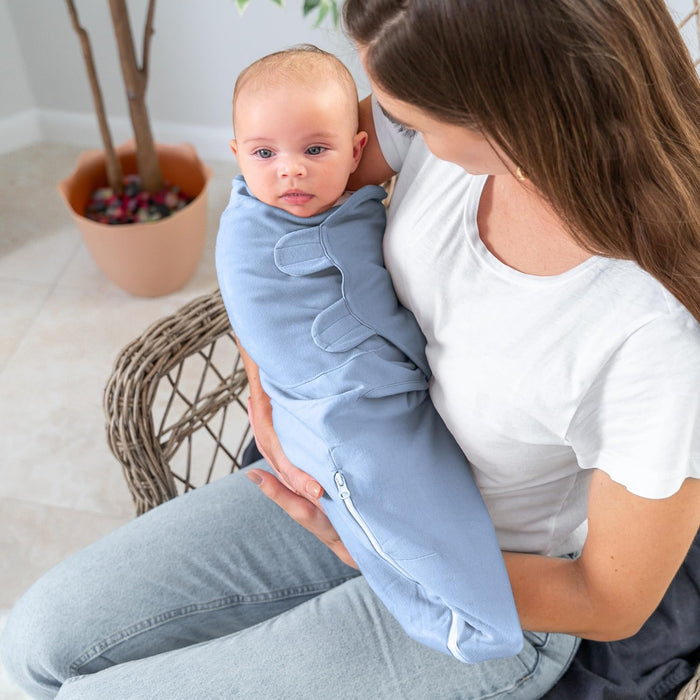 Comfy Cubs Easy Swaddle Blankets with Zipper - Stone, Pacific Blue, Nomadic Blue