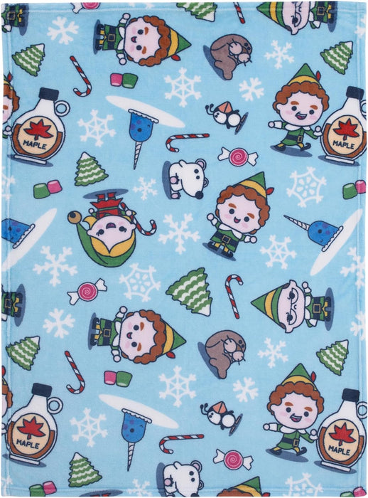 Warner Brothers Elf Light Blue, Green, and White Super Soft Holiday Baby Blanket