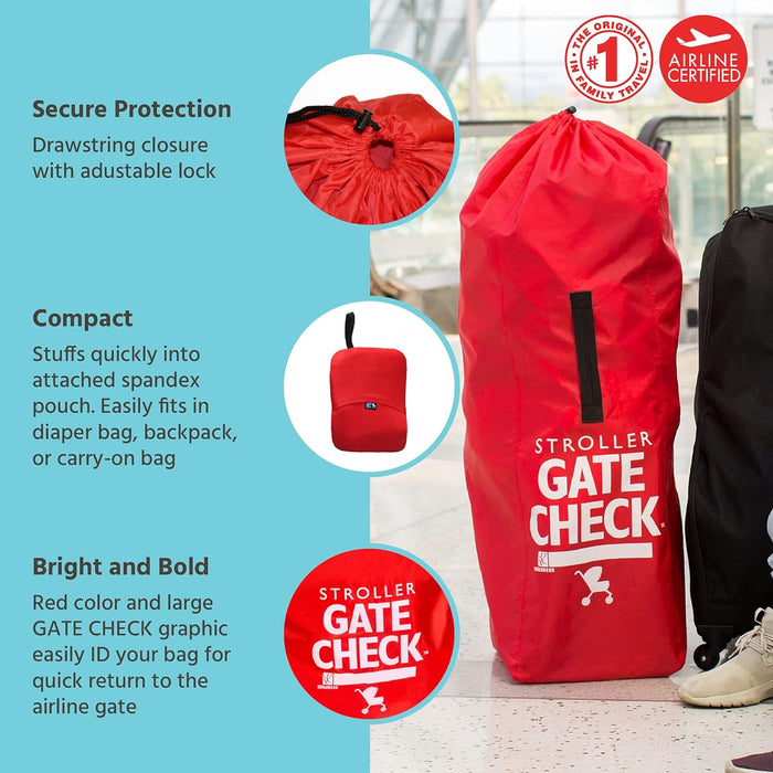 J.L. Childress Gate Check Travel Bag for Umbrella Strollers, Red