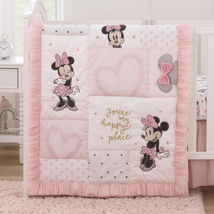 Disney Minnie Mouse My Happy Place 3 Piece Nursery Crib Bedding Set