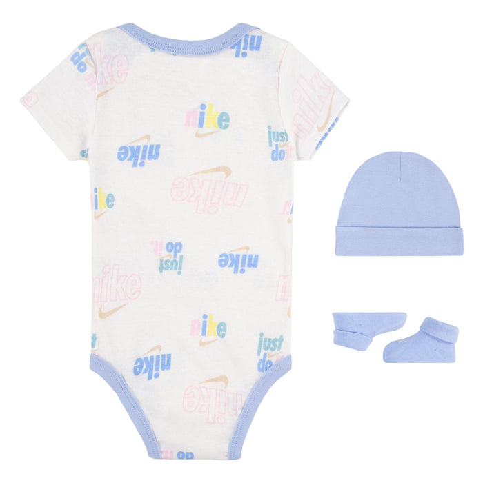 Nike E1D1 Gift Set Bodysuit, Hat, & Bootie in Sail Newborn-6 Months