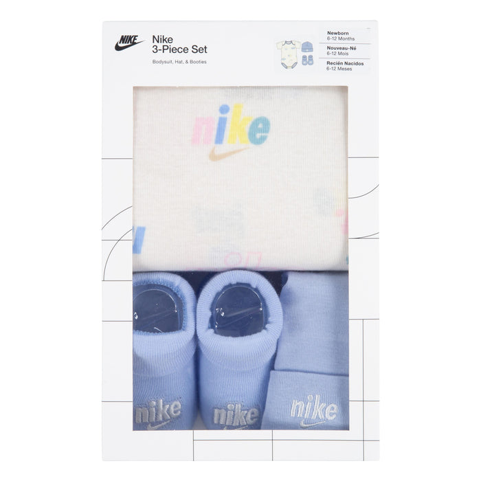 Nike E1D1 Gift Set Bodysuit, Hat, & Bootie in Sail Newborn-6 Months