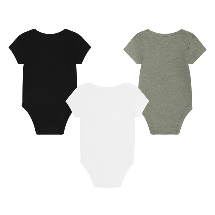 Nike Mini Me 3 Pack Short Sleeve Bodysuits in Dark Grey Heather