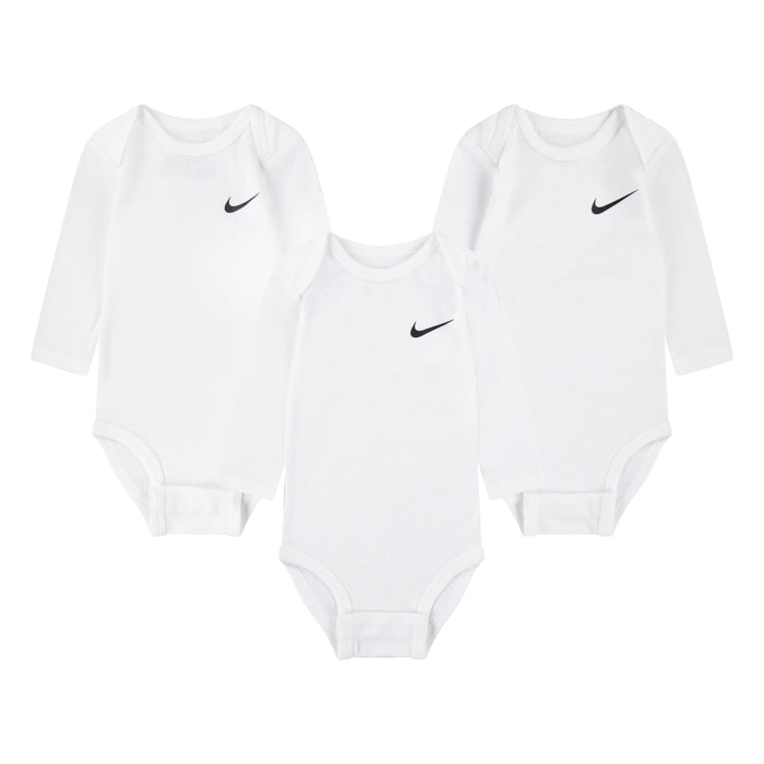 Nike Essentials 3 Pack Long Sleeve Bodysuit in White