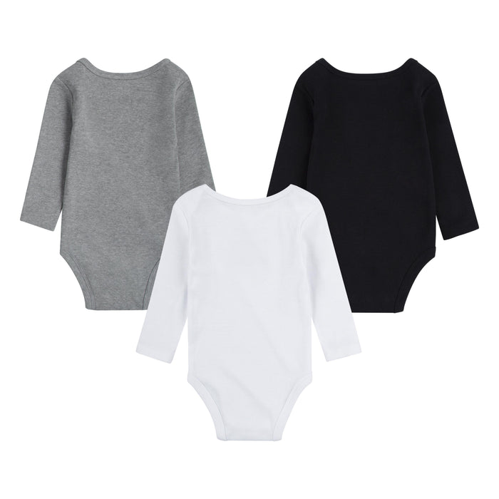 Nike Essentials 3 Pack Long Sleeve Bodysuit in Dark Grey Heather