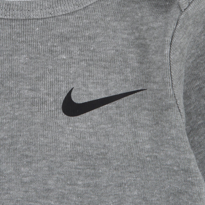 Nike Essentials 3 Pack Long Sleeve Bodysuit in Dark Grey Heather