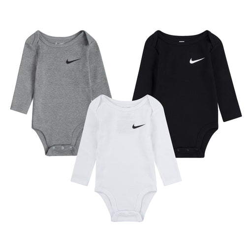 Nike Essentials 3 Pack Long Sleeve Bodysuit in Dark Grey Heather