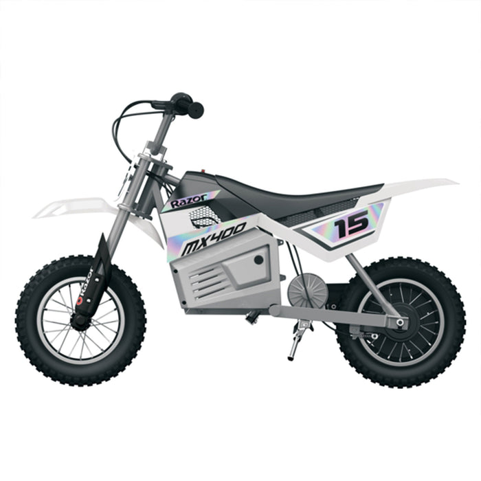 Razor MX400 Dirt Rocket 24V Electric Toy Motocross Dirt Bike, White (2 Pack)