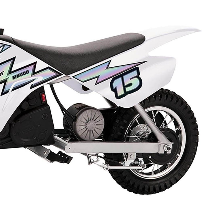 Razor MX400 & MX650 Electric Toy Motocross Motorcycle Dirt Bike, White & Black