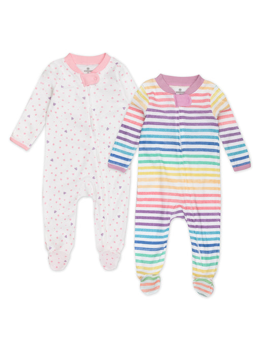 Honest Baby Clothing 2-Pack Organic Cotton Sleep & Plays, Love Dot