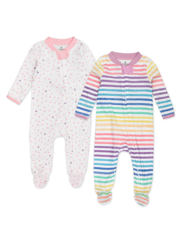 Honest Baby Clothing 2-Pack Organic Cotton Sleep & Plays, Love Dot