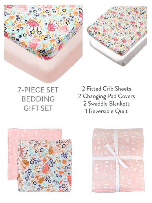 Honest Baby 7-Piece Sweet Dreams Organic Cotton Nursery Gift Set - flower power