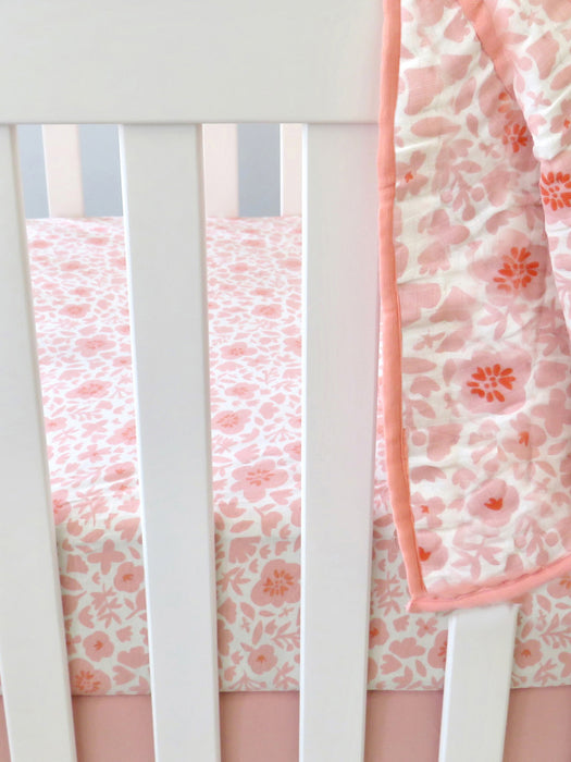 Honest Baby 5-Piece Nap Time Organic Cotton Nursery Gift Set - Peachskin Papercut Floral