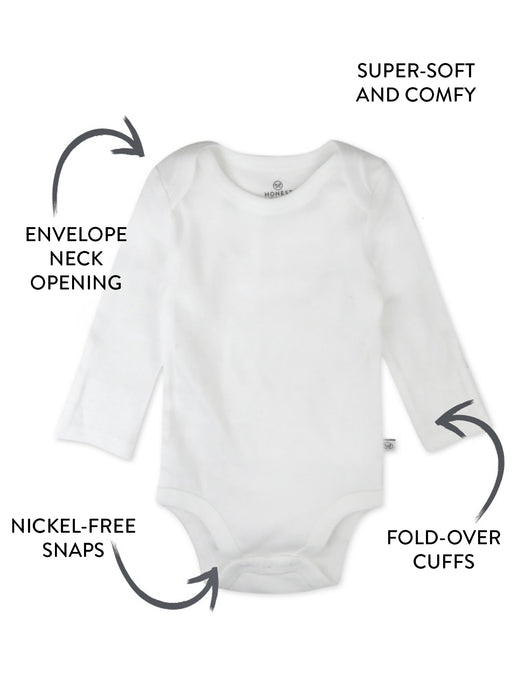 Honest Baby Clothing 5 Pack Organic Cotton Long Sleeve Bodysuits, Bright White