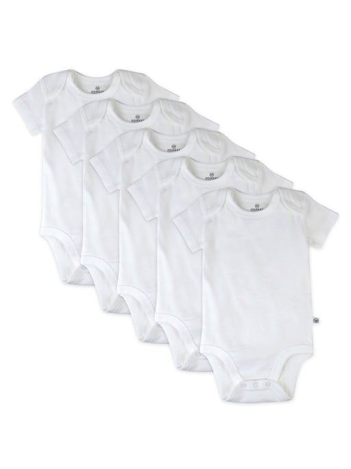 Honest Baby Clothing 5-Pack Organic Cotton Short Sleeve Bodysuits, Bright White